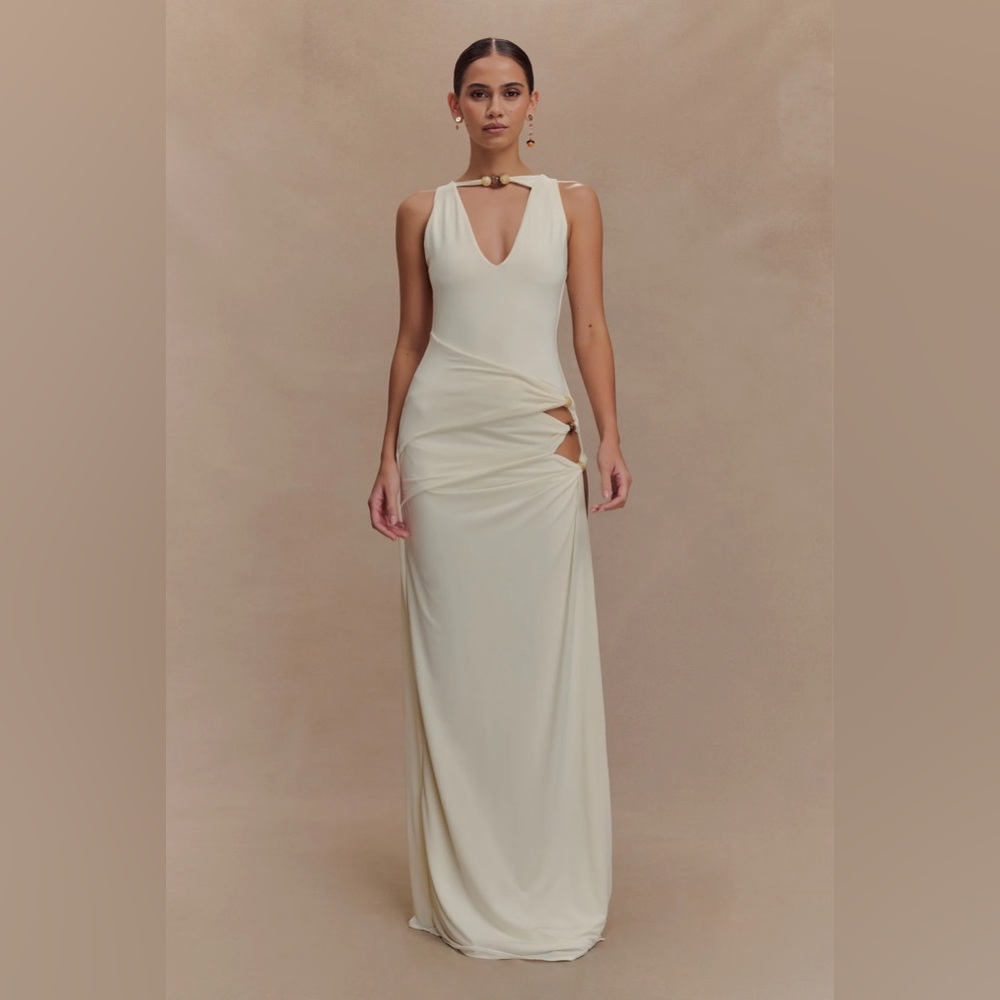 Meshki Cream Backless Gown
